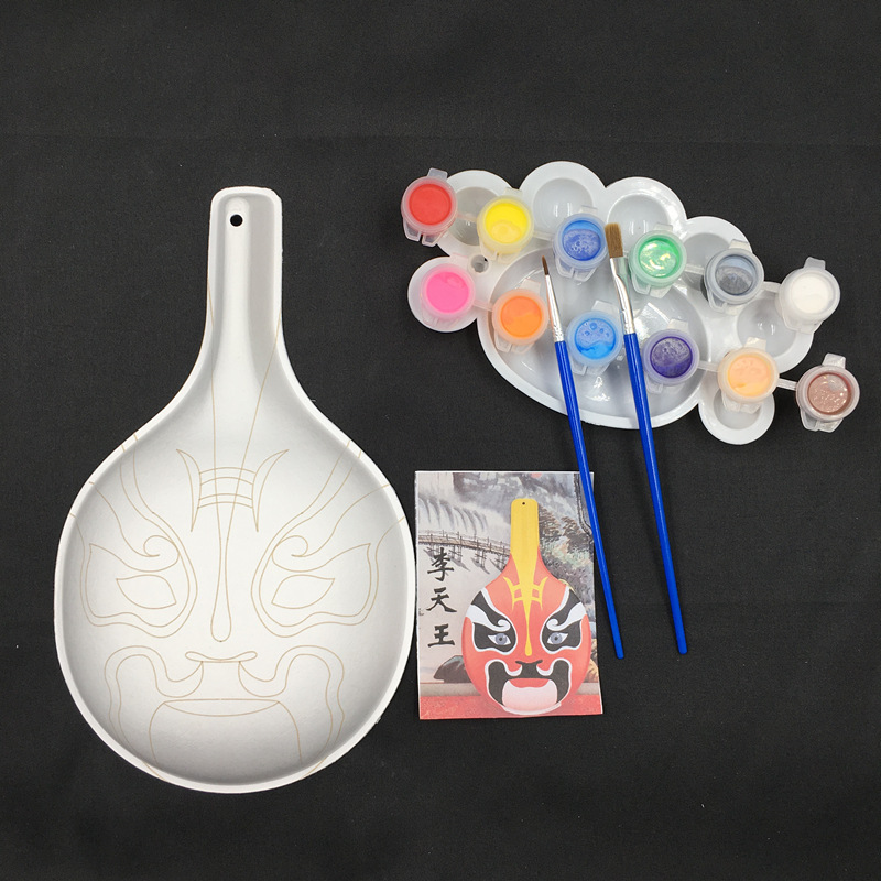 Small size pulp diy traditional culture handmade DIY horse spoon social Fire with pattern facial makeup white blank teaching material package
