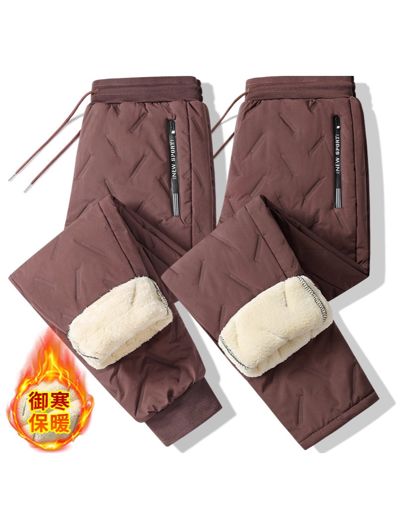 Cross-Border European Size Ultrasonic Cotton Pants Cashmere Casual Cotton Pants Men's Large Size Casual Loose Fleece-Lined Thickened Running Pants