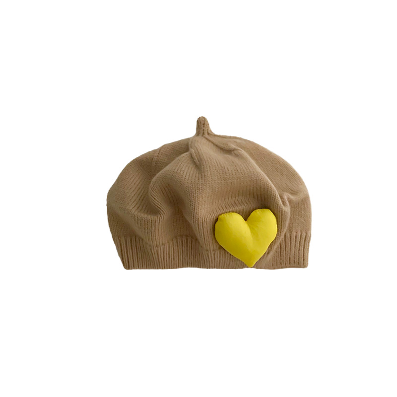 ins Western Style Love Beret 2022 New Children's Knitted Painter Hat Girl Baby Autumn and Winter Travel Hat