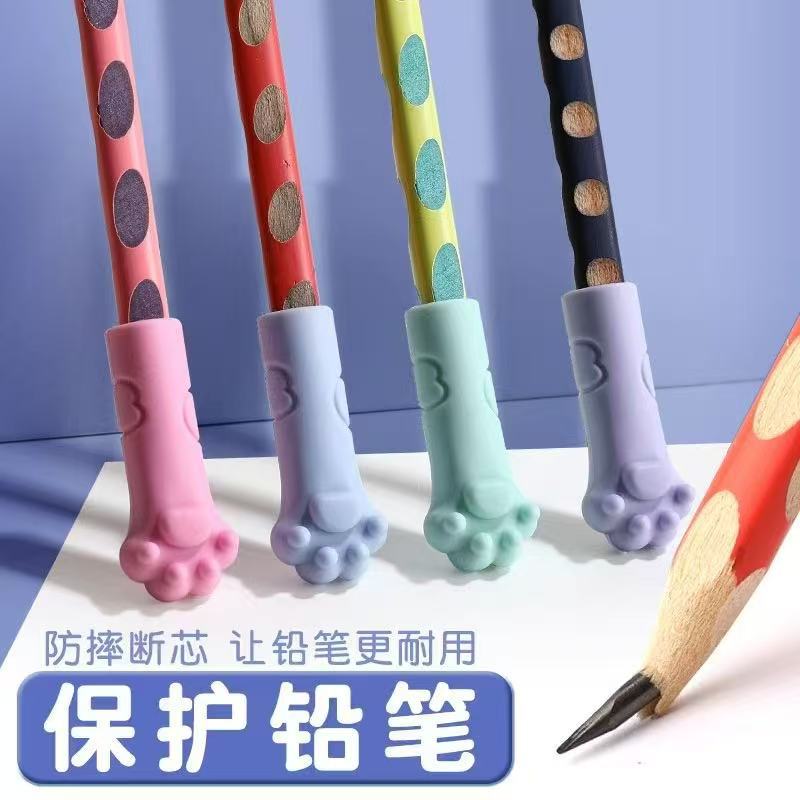 Cartoon Cute Cat Claw Shape Pencil Cap Pencil Tip Protection Pen Cover Student Stationery Kidsren's Pencil Cover Pen Holder