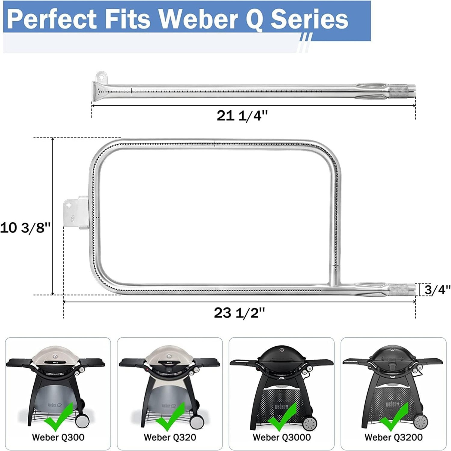 Самая горячая горелка Amazon 65032 # 304, подходит для гриля Weberq300 Q320 Q3000Q3200