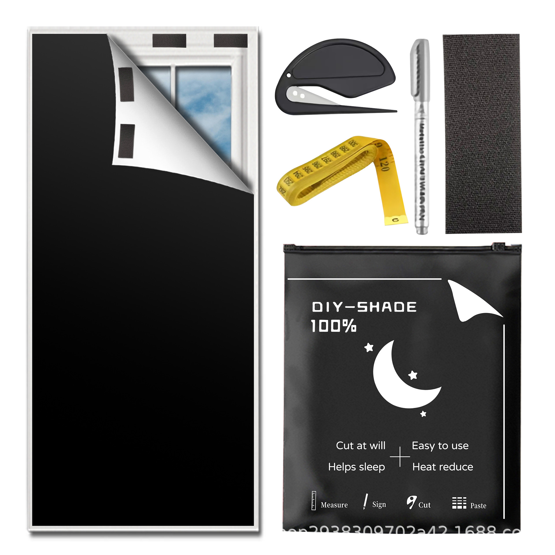 Cross-border Amazon 210t Oxford cloth full shading silver-coated curtains homemade portable travel curtains can be cut