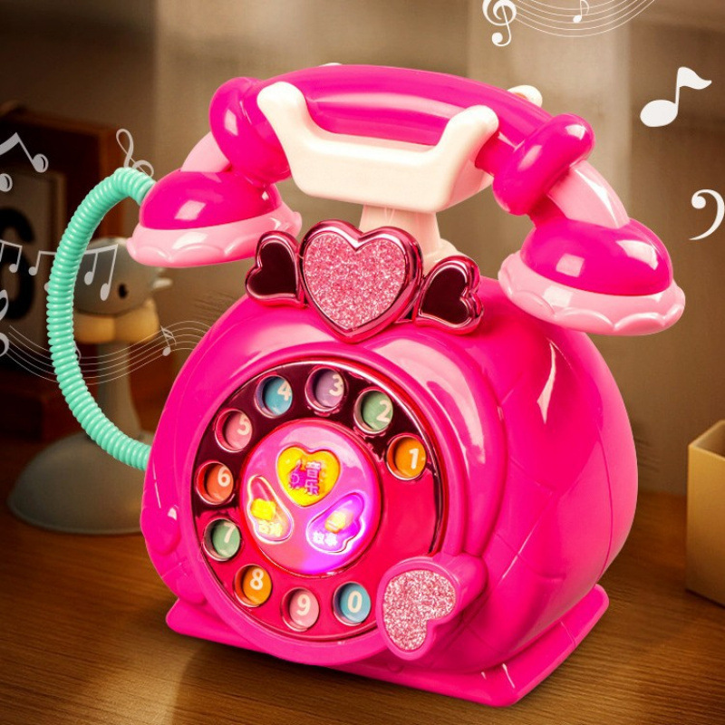 Игрушечный телефон принцессы Azeng для детей, музыкальный, искусственный стационарный телефон, раннее обучение, для девочек 3-6 лет