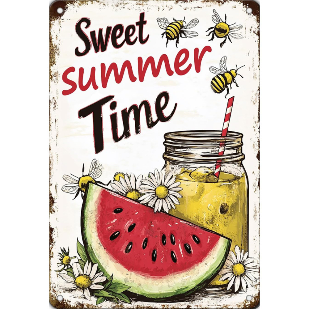 Cross-Border Retro Creative Tin Painting Aluminum Plate Painting Summer Juice Personalized Wall Decoration Bar Decoration Painting Wholesale