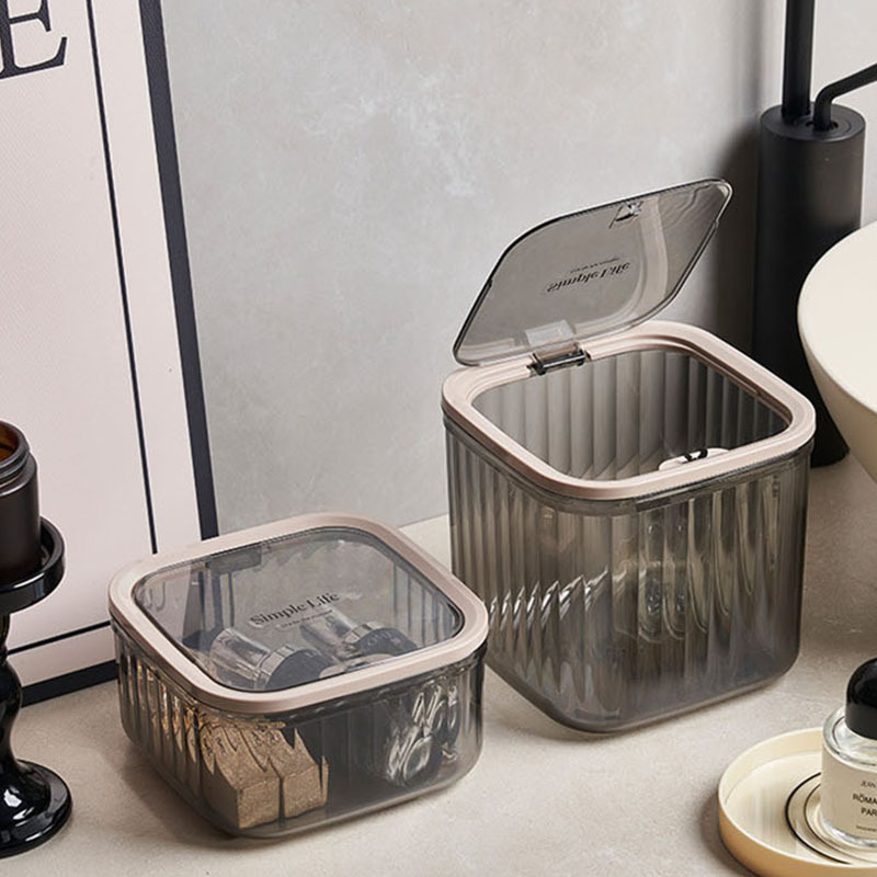 High-Looking Accessible Luxury Transparent Trash Can, Push-Type Mini Desktop Wastebasket, Small Trash Can for Home Bedroom Bedside