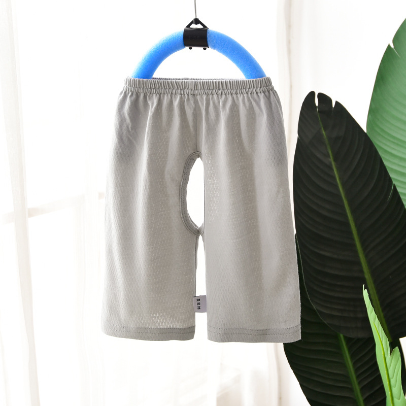 Baby's Open-crotch Pants Solid Color Cotton Mesh Thin Baby's Capri Pajama Pants Children's Air Conditioning Pants Summer Loose Breathable