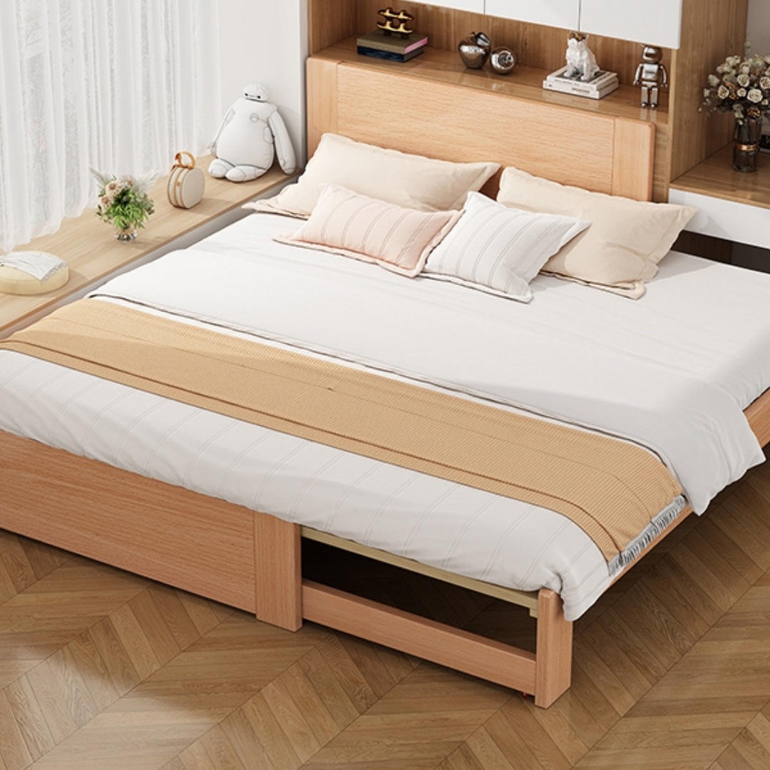 Xuanran Solid Wood Pull-Out Bed Push-Pull Folding Stretch Sofa Bed Multi-Functional Pull-Out Bed Picture Album Type Others