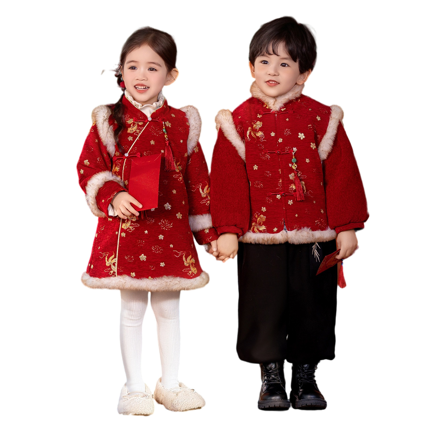 Hanfu Children's Festive New Year Outfit Brother and Sister Matching Winter 2026 New Girl's Traditional Performance Costume Boy's New Year Clothes