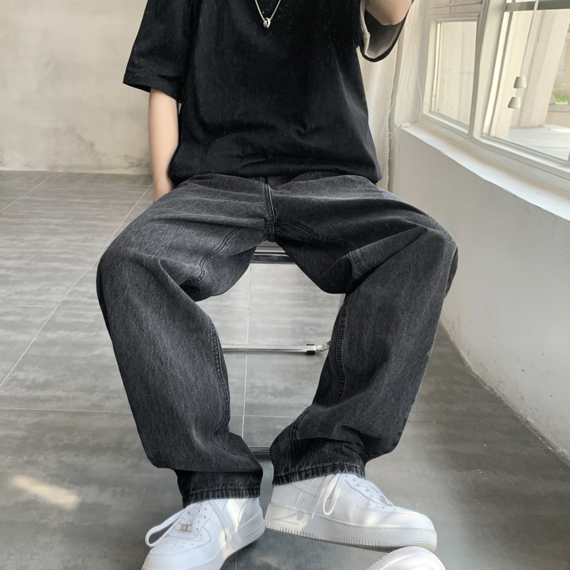 Spring and Autum Jeans Men's Trendyy Brand Loose-Fitting Cargo Pants Ins Hong Kong Style Hip-Hop Trendyy Dad Floor-Length Pants