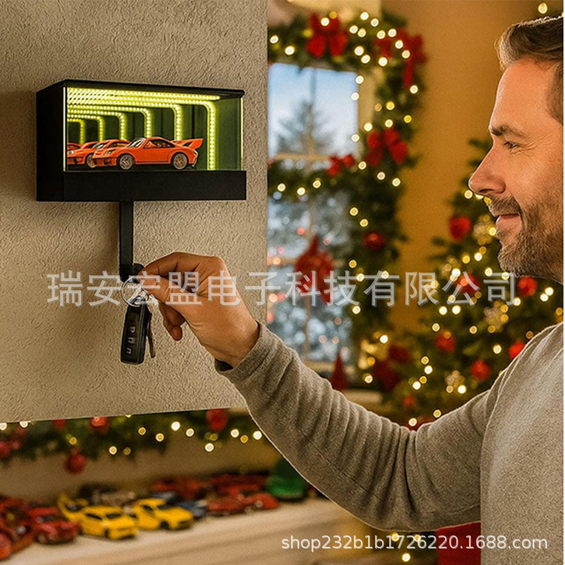 Cross-Border Popular Infinity Garage Key Holder Mirror Light Sensor Garage Key Hook