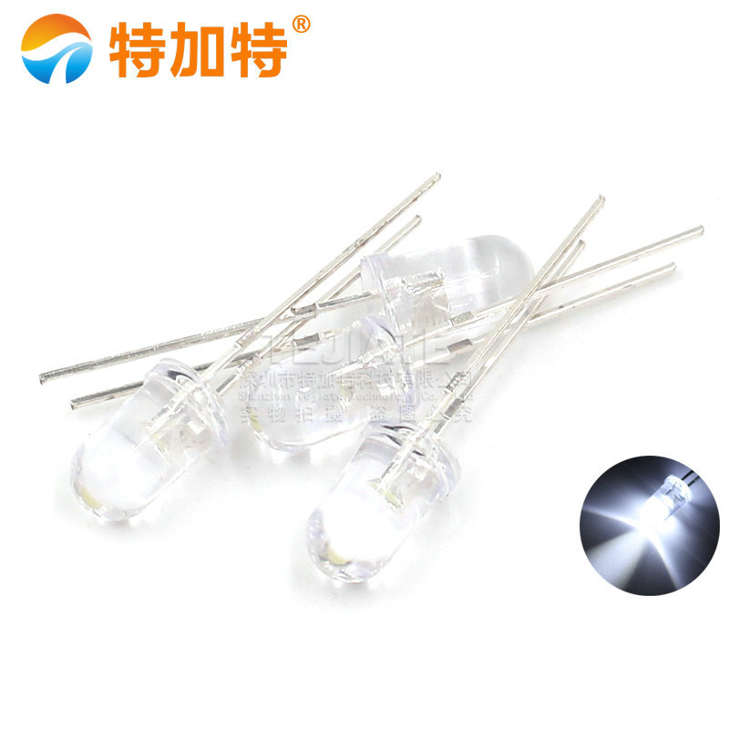 5mm light emitting diode LED lamp bead light emitting tube Q5 white hair white light highlight short leg