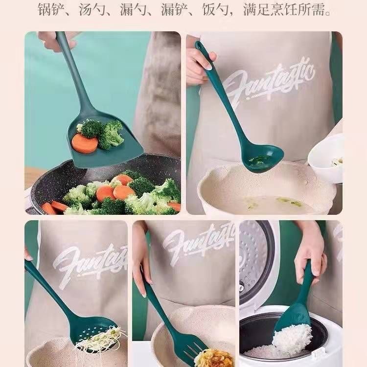 Food-Grade Silicone Spatula Set, Silicone Spatula, Non-Stick, Non-Damaging, Cooking Spatula, Frying Spoon, Soup Spoon, Five-Piece Set