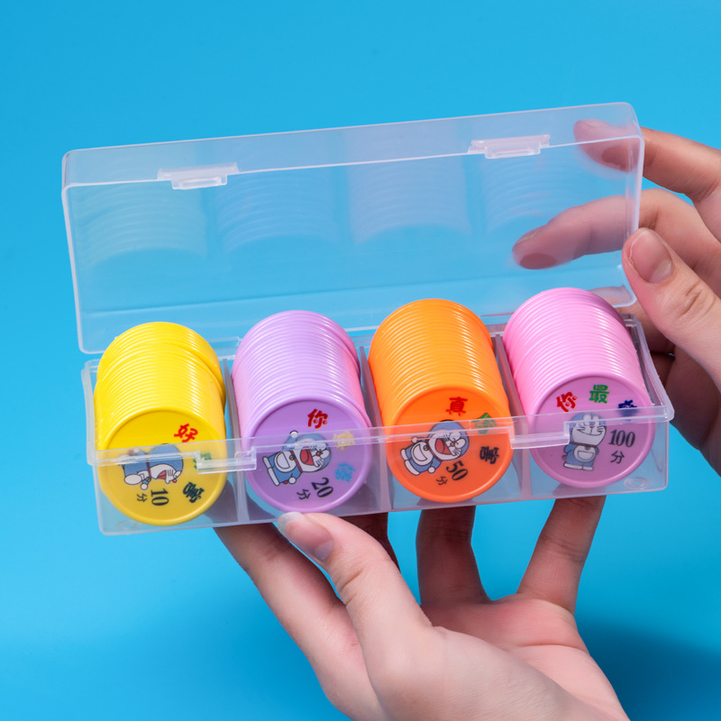 Chips Box Texas Hold'em Transparent Card Chip Rack Points Coin Storage Box 100 Piece Bonus Coin Box