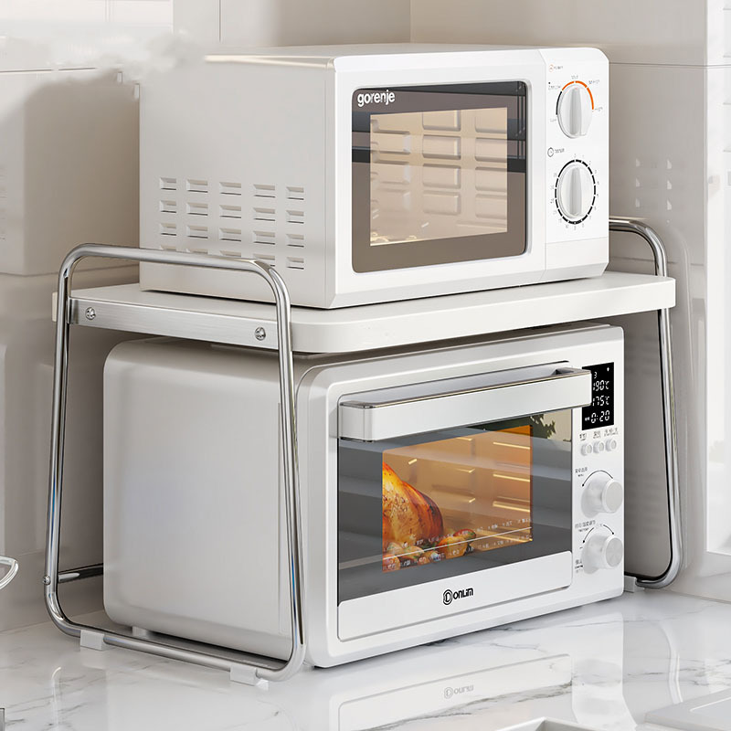 Stainless Steel Microwave Oven Storage Rack Kitchen Appliances Countertop Oven Rice Cooker Pot Pull-out Storage Rack Special Rack