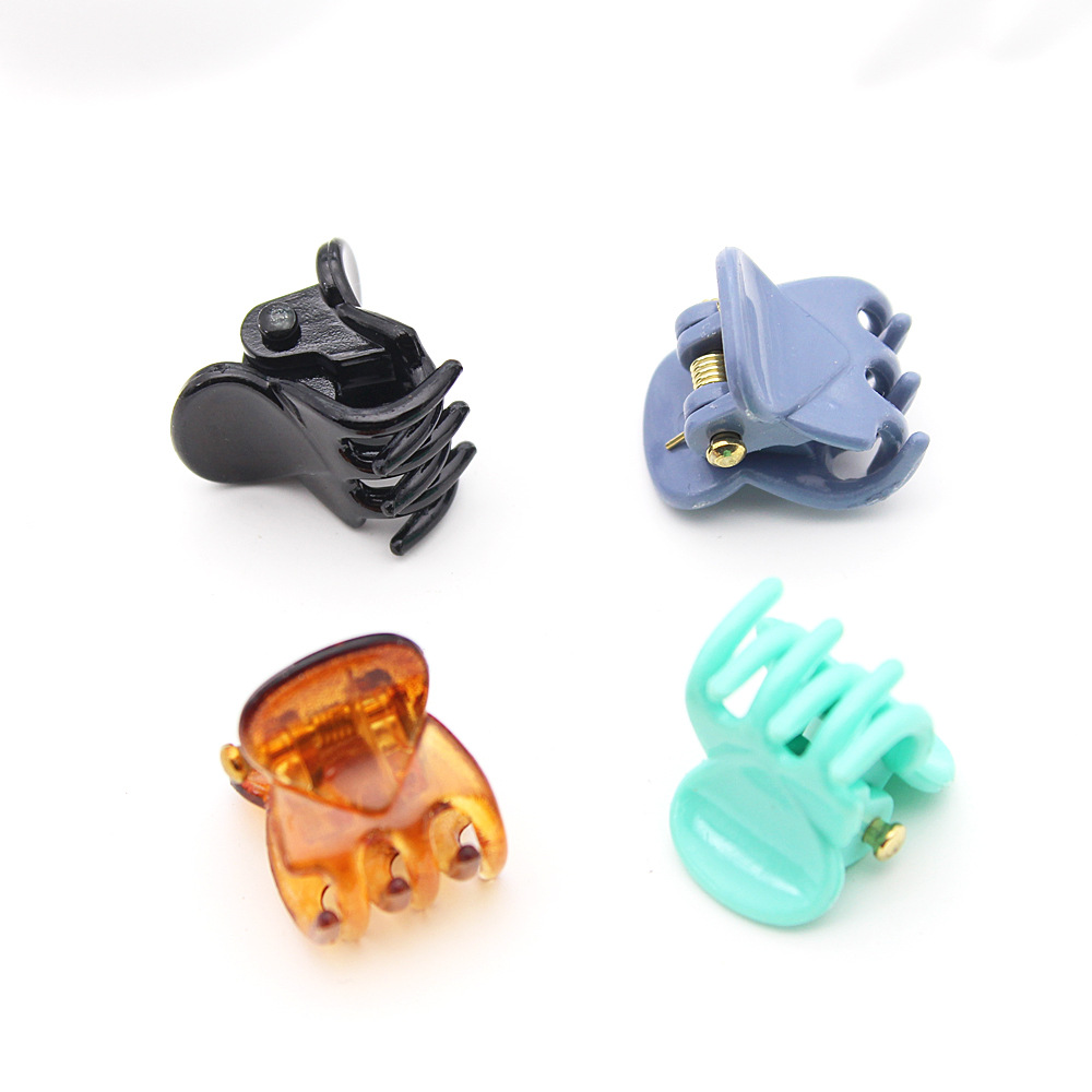Wholesale Three-Tooth Claw 1.5cm Large Round Head Small Gripper Mini Hairpin Bright Black Water Drop Clip Hair Accessories Kidsren's Headwear