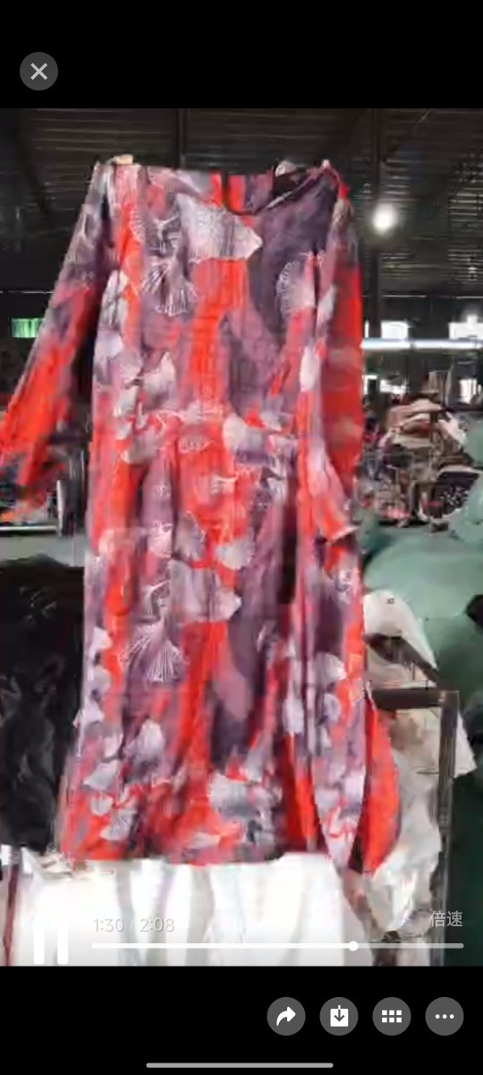 Second-Hand Clothes Old Export Amazon Cross-Border Hot Sale Hong Kong Style French Retro Polka Dot Printed Dress Cotton Long Style