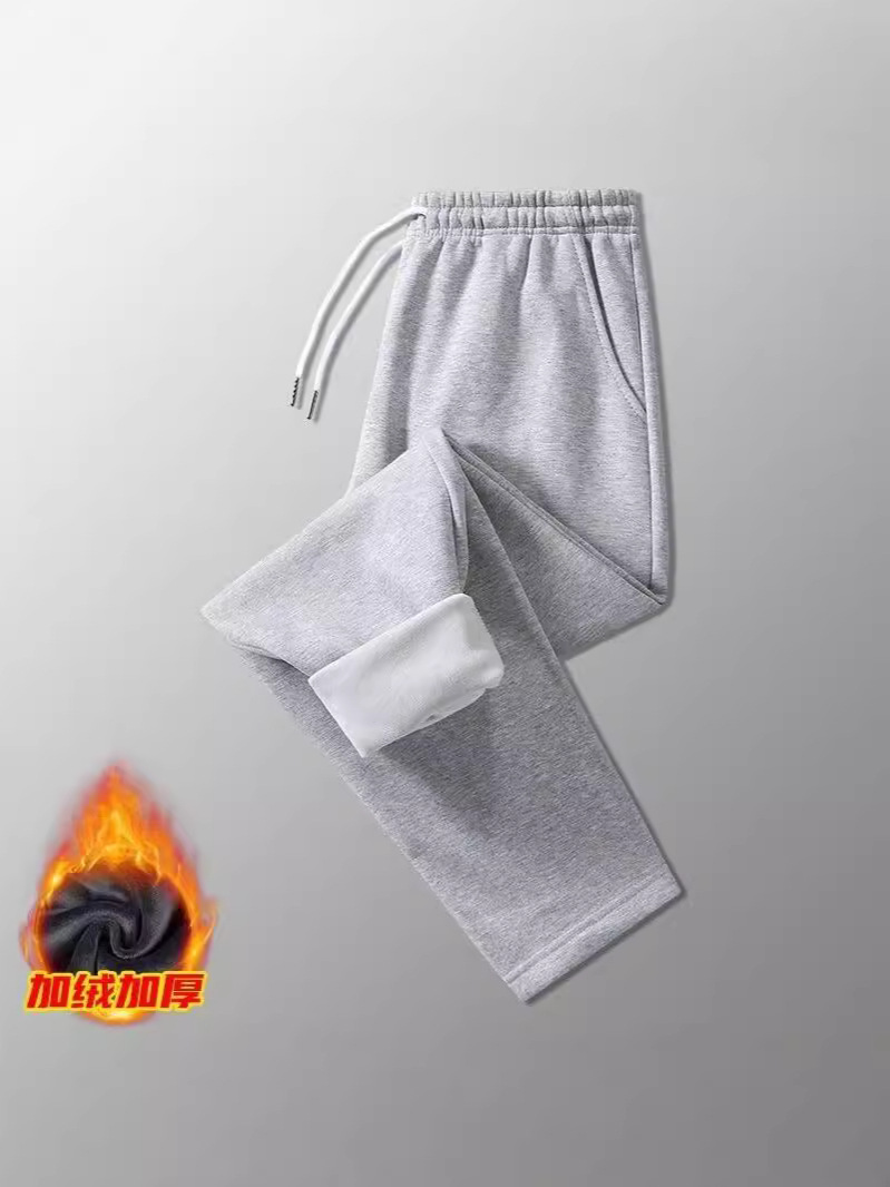 Fall/Winter Casual Pants fleece-lined Sports Pants Loose Pants Boys Wide-leg Pants Winter Sweatpants Straight Pants Men's Pants