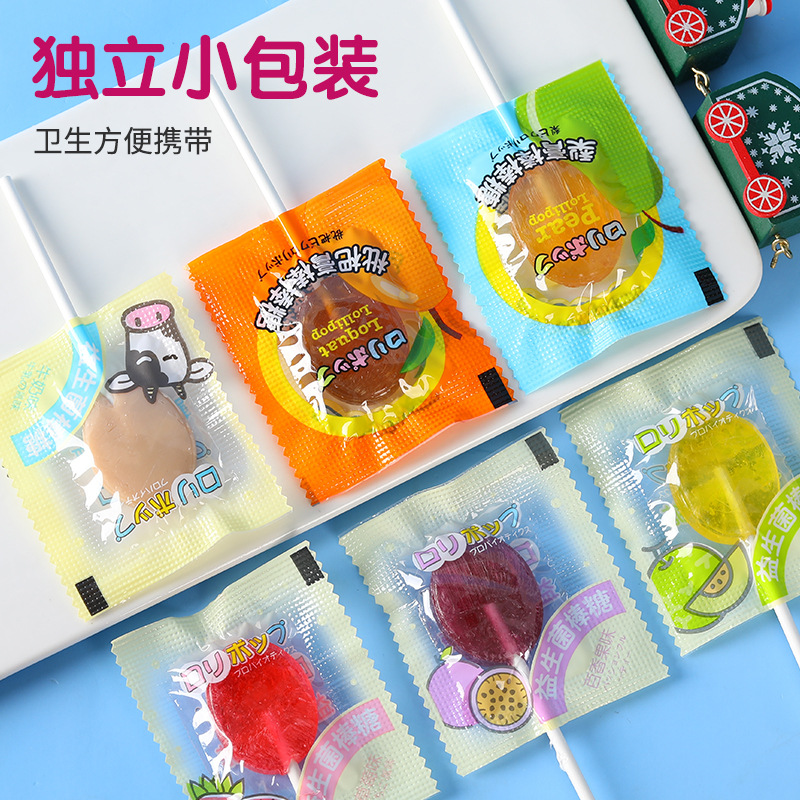 Meng Bao-square jar probiotic lollipop 96g (12) lollipop children snacks pear cream candy small
