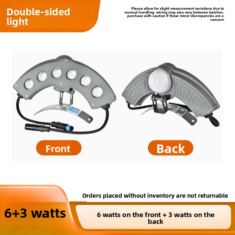 Outdoor Waterproof Led Ancient Building Corrugated Light 6W Curved Ancient Building Pavilion Temple Tile Roof Pavilion Light Cross-Border