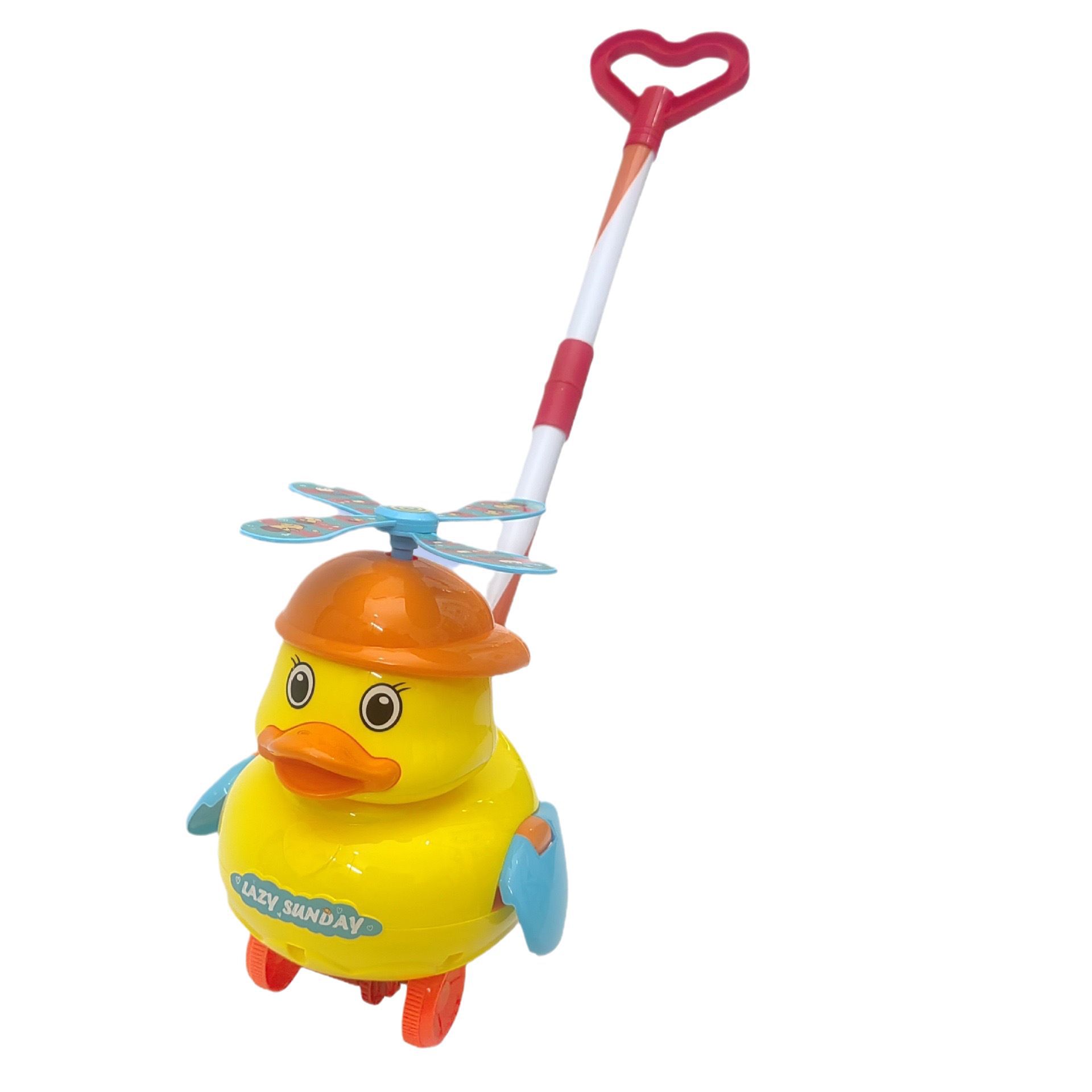 Baby stroller toddler hand push adorable duck children push music with bells will fan wings toy yellow duck