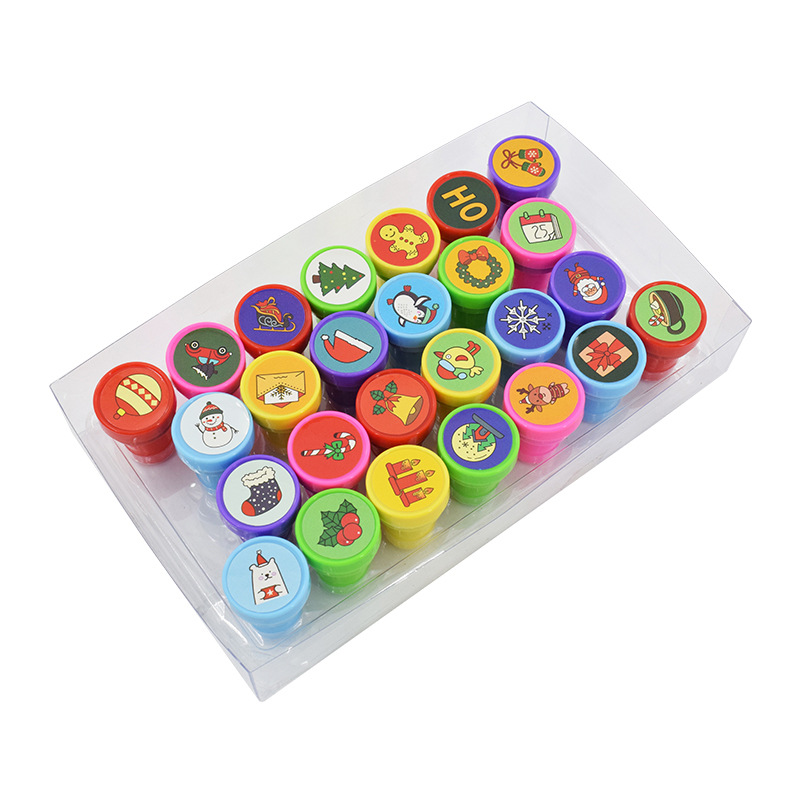 Cross-border Hot Selling Christmas Children Toy Stamp Educational Plastic Toys Christmas Stamp Cross-border Christmas Wholesale