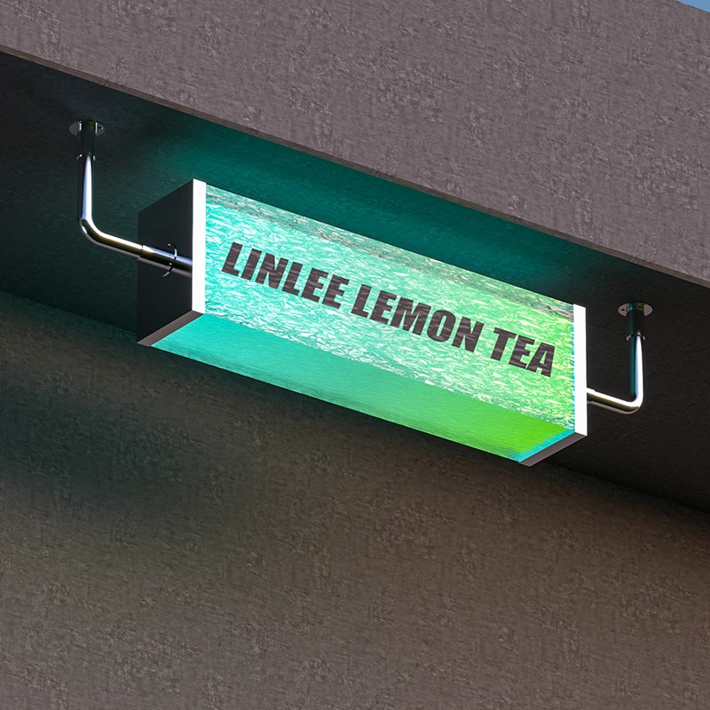 Acrylic Rectangular Tube Wall-Mounted Hanging Light Box Internet Celebrity Clothing Store Outdoor Door Sign Led Light Box Billboard