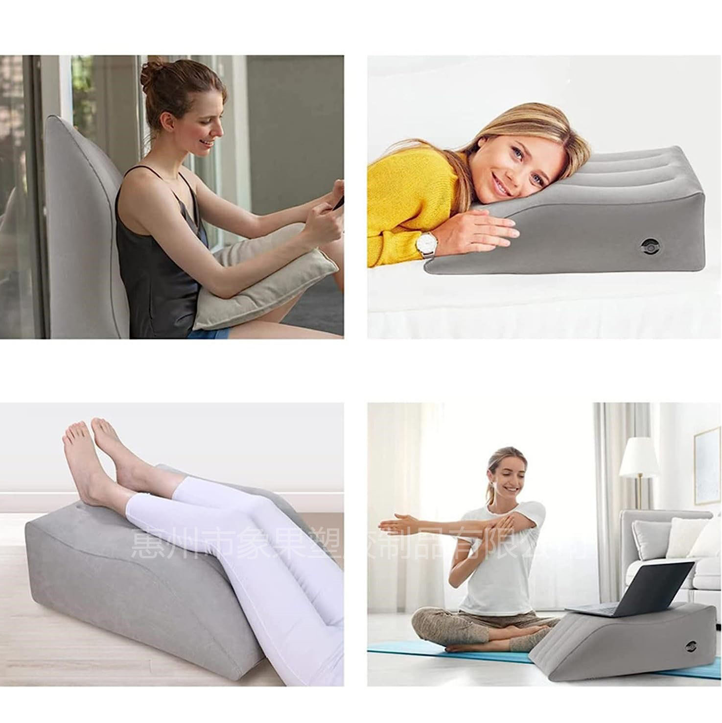 New flocking inflatable gray leg pillow cushion inflatable sofa pillow to improve sleep quality and promote blood circulation