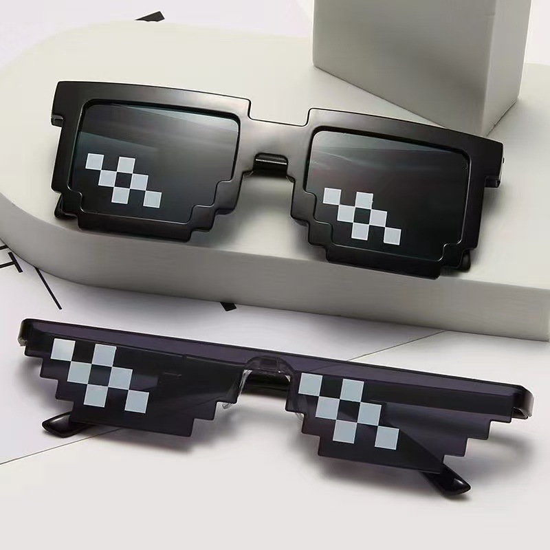 Mosaic Glasses, Two-Dimensional Sunglasses, Tiktok Personality Pixel Sunglasses, Party Plaid Internet Celebrity Pixel Style