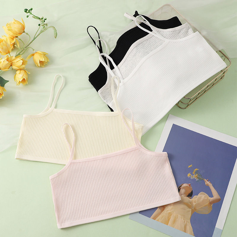 Топ из чистого хлопка для девочек, корейский однотонный, для начальной школы, нижнее белье, антибамперы