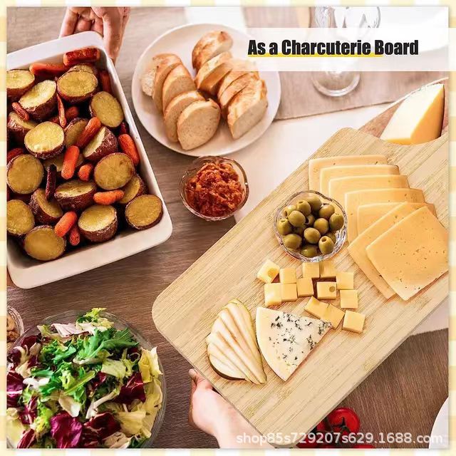 Amazon bamboo chopping board restaurant wooden pizza board with handle western style steak board household cutting board fruit board