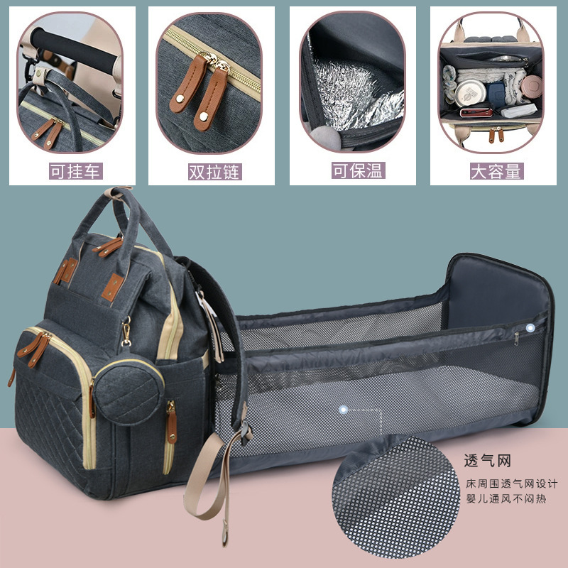 New Fashion Mummy Bag Backpack Baby Mom Go Out Convenience Bag Large Capacity Maternal and Baby Bag Diaper Storage Bag