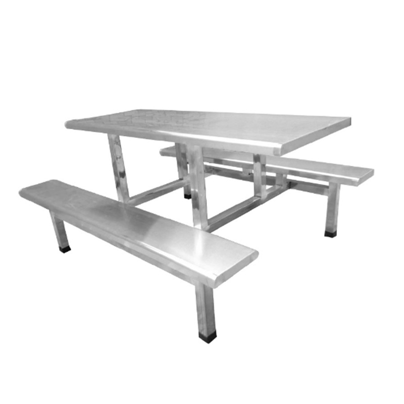 Fast Food Restaurant Stainless Steel Integrated Tables for Four, Six, and Eight People, Commercial Table and Chair Set, Cafeteria Table and Chair Combination