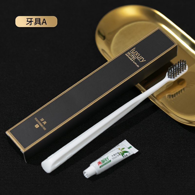 High-end hotel full set of disposable toiletries wholesale B & B toothbrush with toothpaste suit hotel toothbrush LOGO
