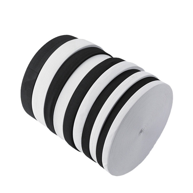 Manufacturer Wholesale Clothing Accessories Black and White Elastic Hemming Tape Thickeneded Flat Elastic Wide Knitted Crochet Elastic Band