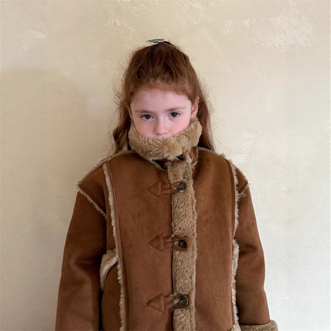 Куртка из замши с искусственным мехом для девочек Chengle 25, мотоциклетная куртка, комплект с юбкой