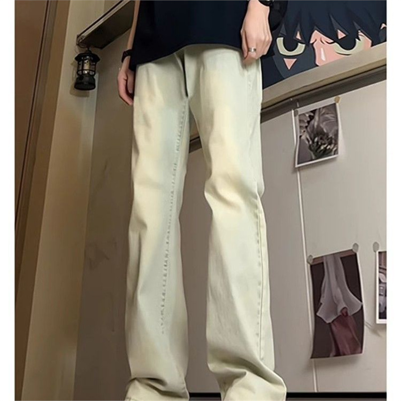 Yellow Mud-Colored Flared Jeans for Men 2025 New Spring and Summer High Street Slim Fit Straight American Style Men's Pants