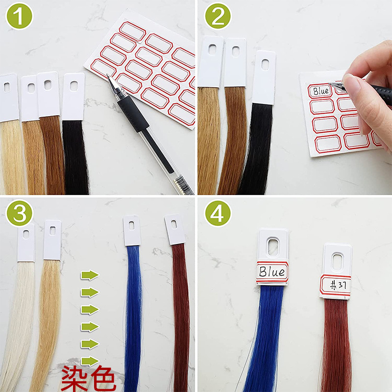 Real hair color plate color card bleaching and dyeing hot hairdressing hair bundle real hair strip experimental test hair strip dyeing waxing color