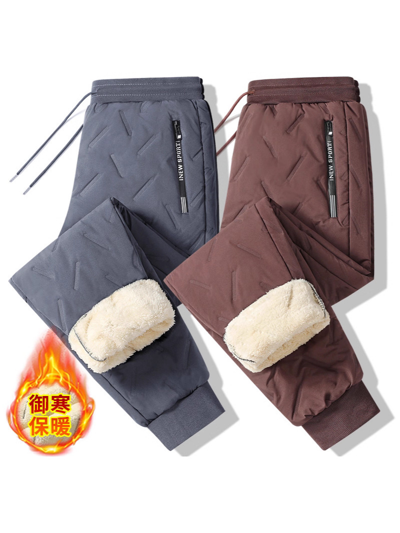 Cross-Border European Size Ultrasonic Cotton Pants Cashmere Casual Cotton Pants Men's Large Size Casual Loose Fleece-Lined Thickened Running Pants