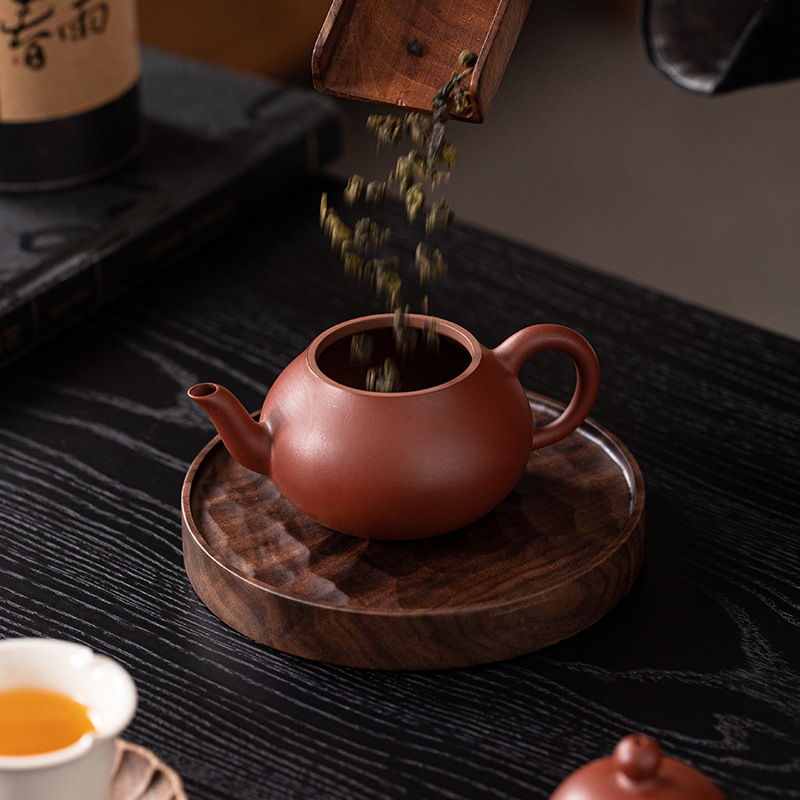 North American Walnut Pot Holder, New Chinese Style Solid Wood Teapot, Purple Sand Pot Base, Dry Tea Tray, Kung Fu Tea Set Accessories