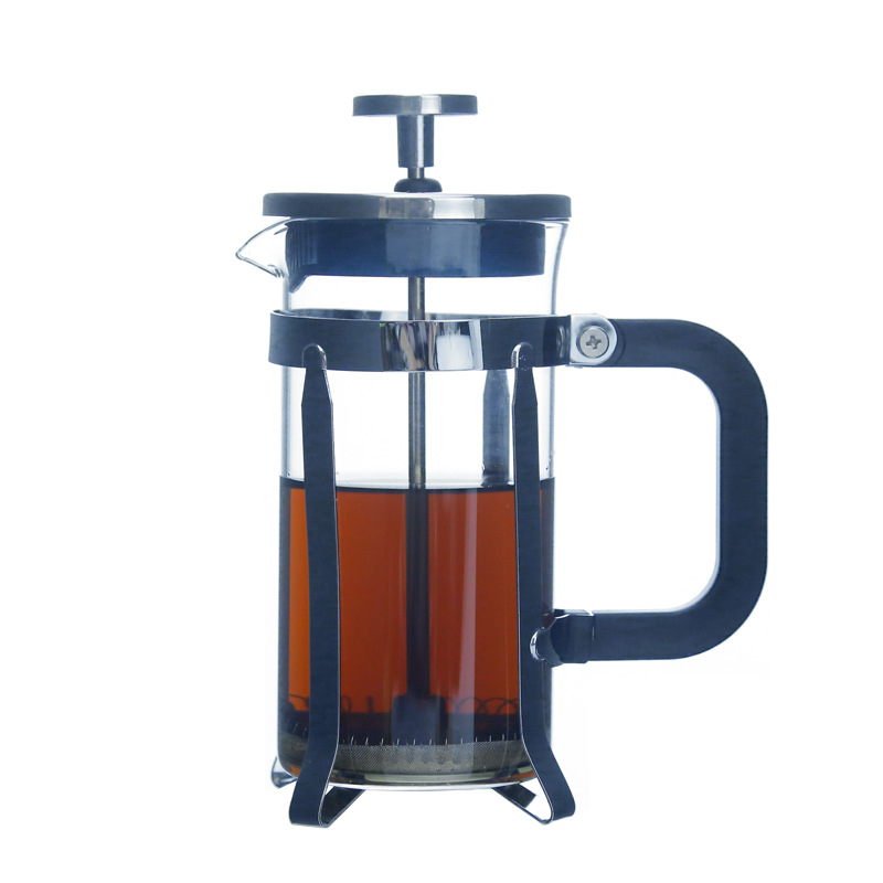 Iron Frame Steel Lid Plastic Handle French Press Pot 304 Filter Tea Maker High Borosilicate Glass Coffee French Press Pot