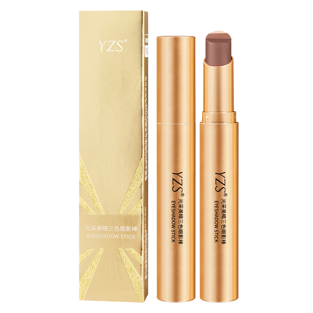 Radiant Beauty Three-Color Eyeshadow Stick Gradient Glitter One-Touch Three-Color Eyeshadow Stick Lazy Beginner Handheld Makeup Eyeshadow Makeup