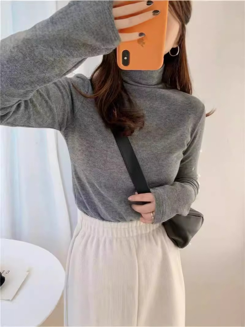 Cashmere 280g Thickened Warm Semi-high Neck Base Shirt Autumn and Winter New Slim Fit Solid Color All-match Long Sleeve Top