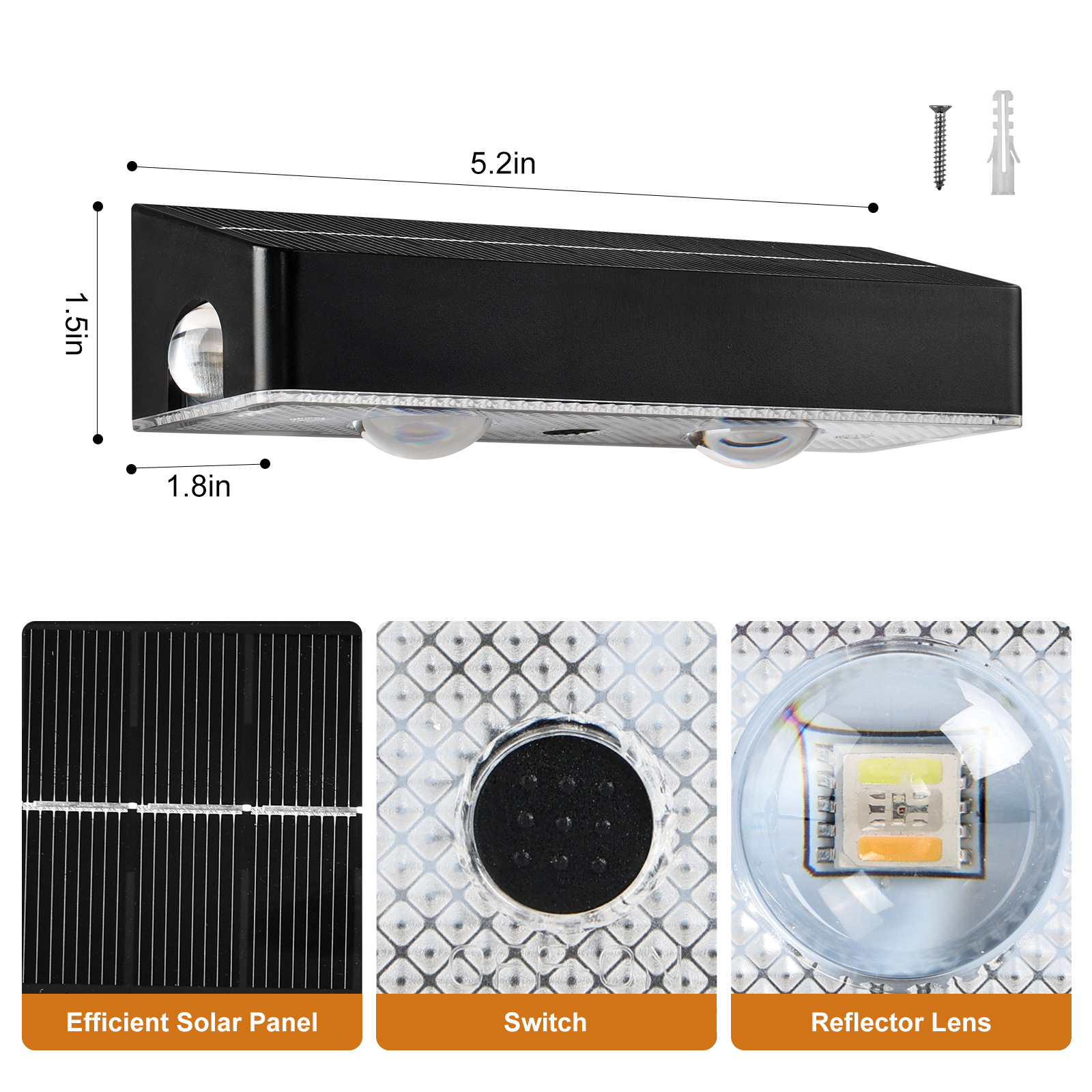 ✅ Cross-Border New Solar Courtyard Wall Lamp Outdoor Three-Sided Dimming Garden Wall Decoration Atmosphere Wall Washing Landscape