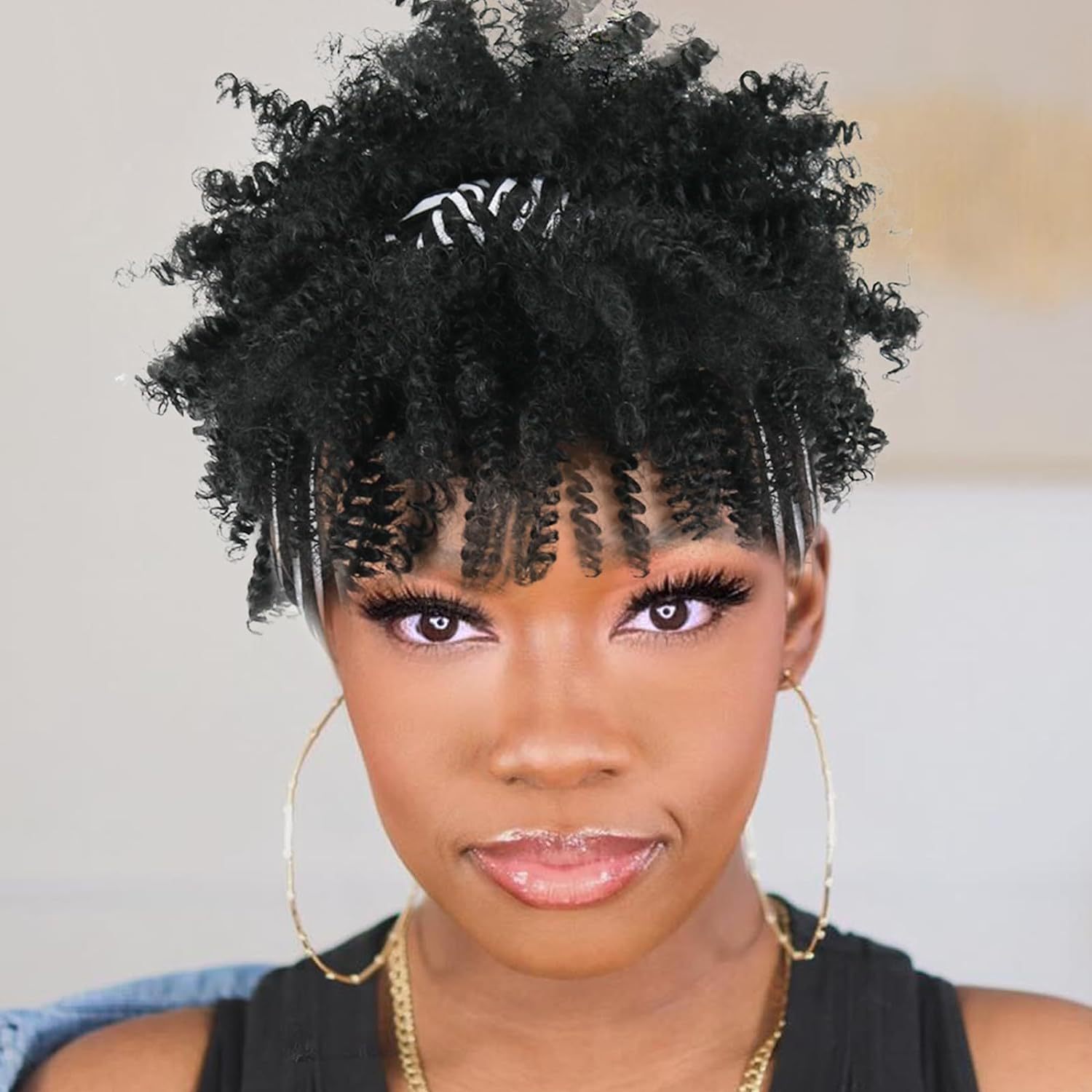 Manufacturers supply European and American wig women's short curly hair African small volume explosive hair band turban wig headgear