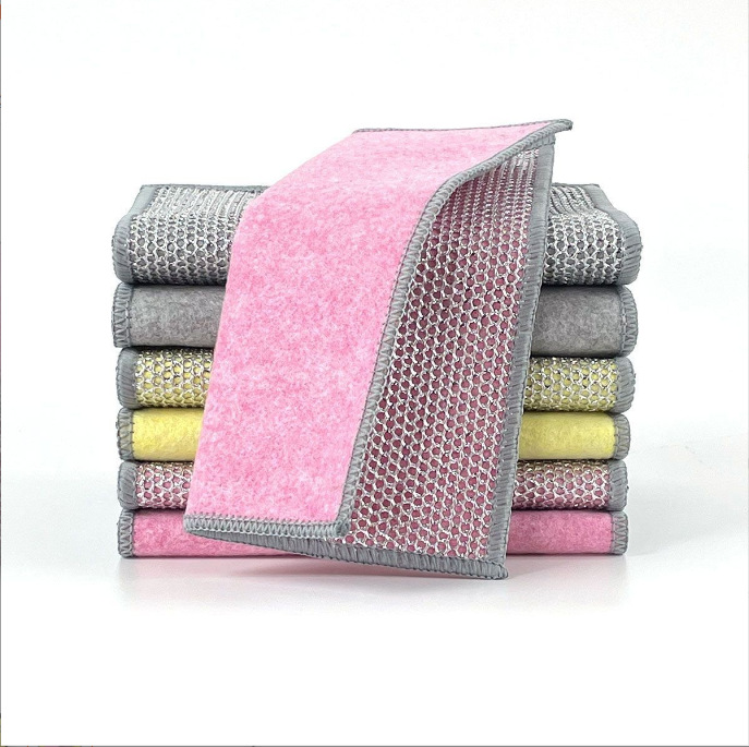 Silver wire cloth factory direct explosion coconut shell silver wire cloth single layer double dishwashing cloth cleaning towel steel wire cloth