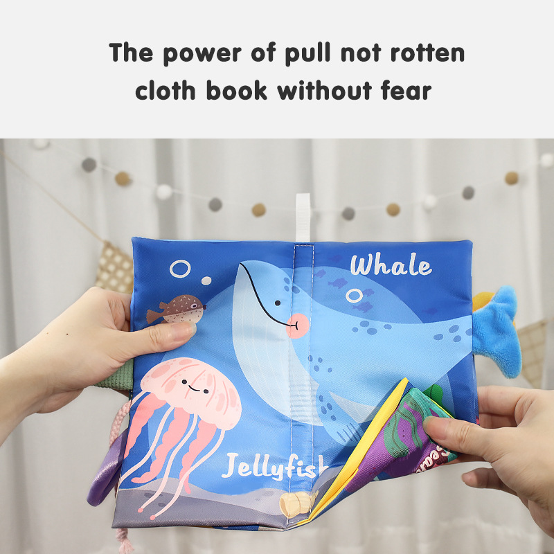 English version tail cloth book cross-border Amazon hot sale educational early education Enlightenment baby cloth book Baby toy manufacturer