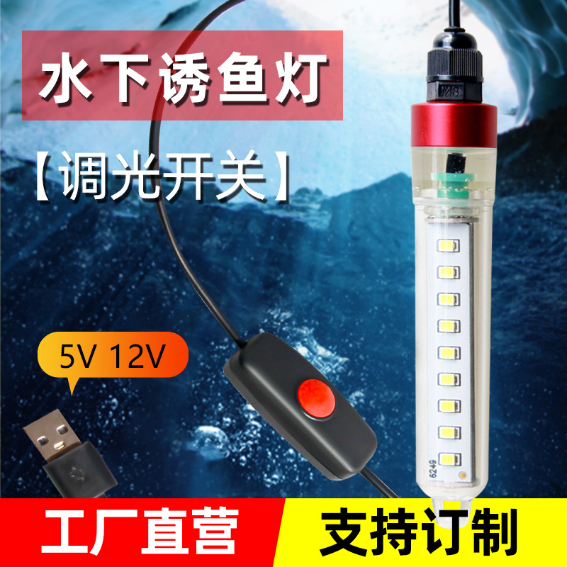 Cross-border 12V5V fishing lamp led underwater fishing lamp fishing male fish lamp ice fishing sea fishing yellow light white light blue light green light