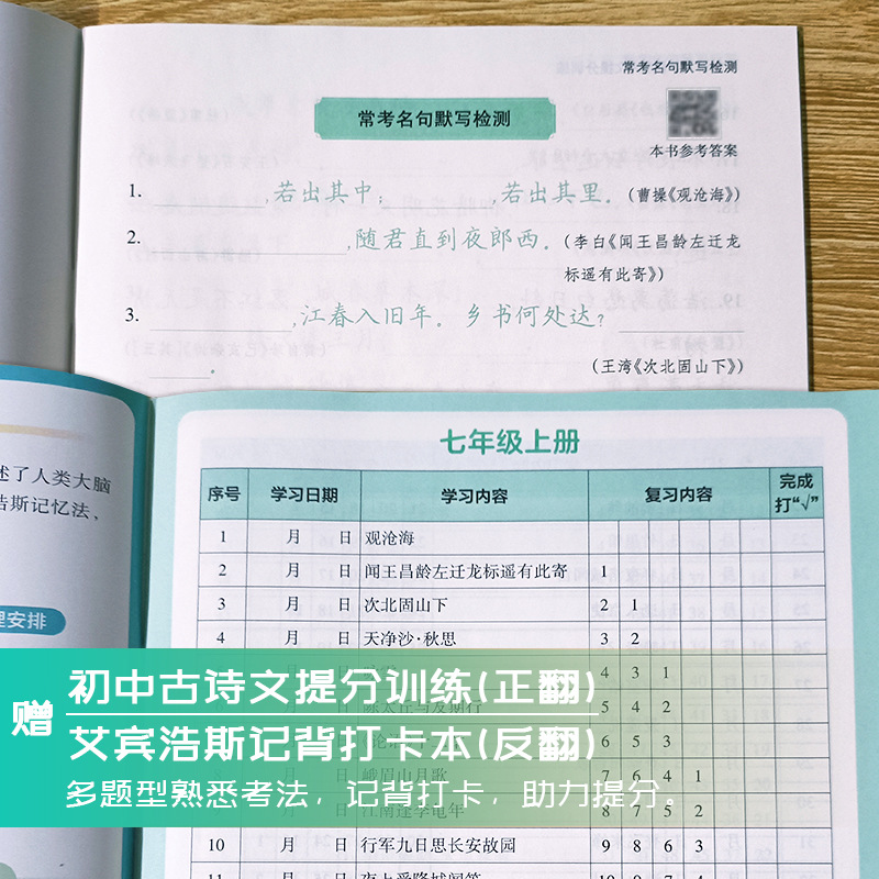 Junior High School Chinese Memorization of Ancient Poems, 138 Regular Script, Hard-pen Calligraphy Tracing Copybook, Ancient Poems for Grades 7, 8 and 9