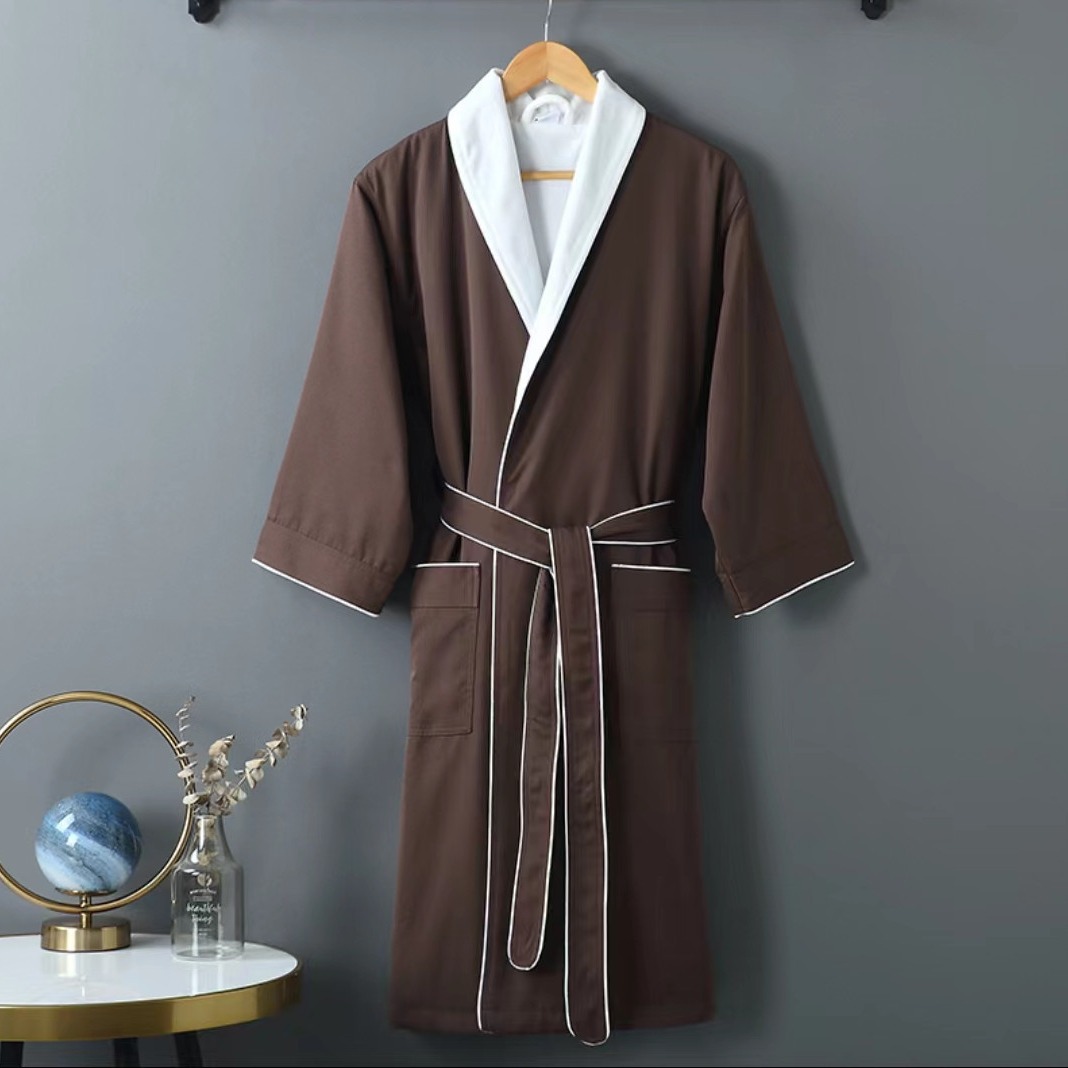 Five-Star Hotel Bathrobe, Double-Layer Gabardine Bathrobe, Suitable for All Seasons, Thickened Nightgown, High-End Bathrobe Customization