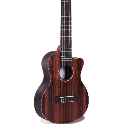 28 Inch Guitar Lili guitalele Full Ebony Wooden Trimmed Horned Classical Head Matte Six-String Guitar